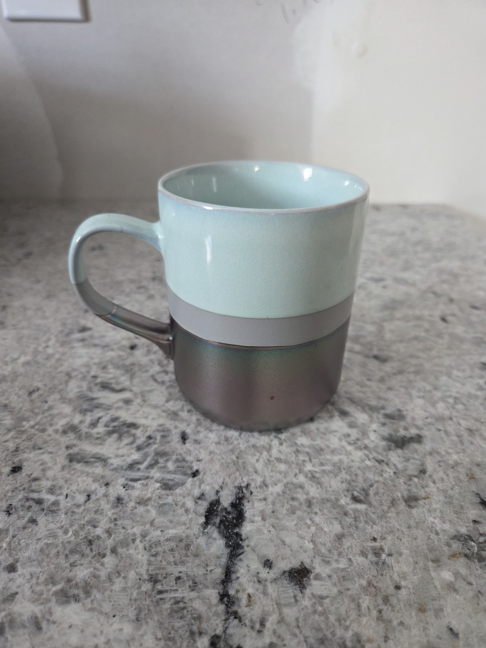 Ceramic Two-Tone Mint and Metallic Coffee Mug